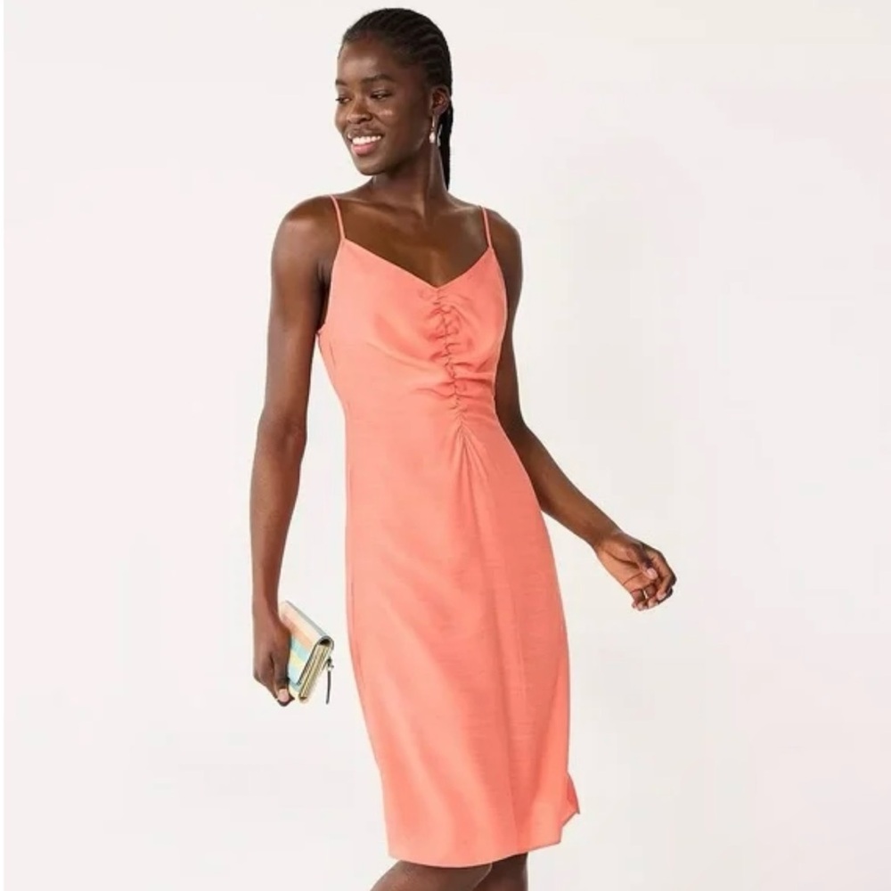 Nine West Ruched Front Strappy Midi Cruz Coral Size Large